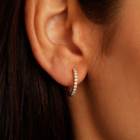 YOU PICK!  Gold Pave Huggies + you pick charm Bolt, Hamsa Hand or Evil Eye - Picture 14 of 14